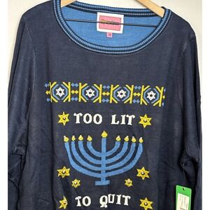 Tipsy Elves Women's 3XL Too Lit To Quit Light Up Sweater Menorah NEW‎ Defect
